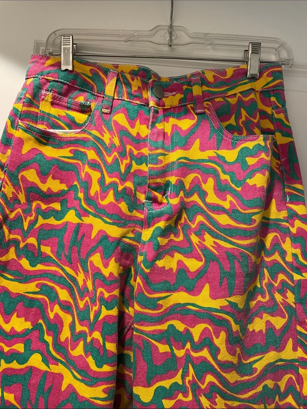 High Waist Swirl Print Boyfriend Jeans Size M  Straight Leg Streetwear 90s